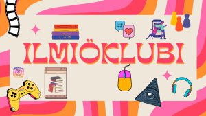 ilmiöklubin logo, jossa esimerkiksi tietokoneen hiiri, kännykkää selaava ihminen, kirjapino ja instagramin ikoni