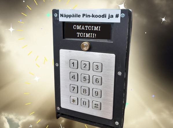 omatoimen kortinlukija, jonka näytössä lukee: "Omatoimi toimii!"