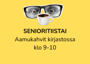 katse silmälasien takana ja kahvikuppi