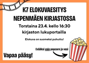 tekstiä ja elokuvateemaisia kuvituskuvia