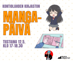 Kontiolahden kirjaston mangapäivä tiistaina 12.5. klo 17-18.30