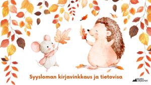 Kuvassa on hiiri ja siili syksyisessä maisemassa.