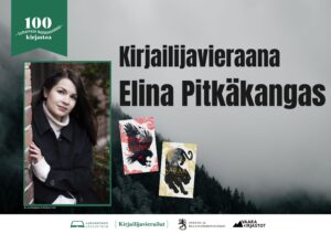 Elina Pitkäkankaan kuva vuorimaisema taustalla. Kaksi kirjan kansikuvaa.
